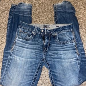 Mens buckle black jeans size 31x34